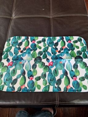 Cactus Print Indoor Mat - Green & Teal